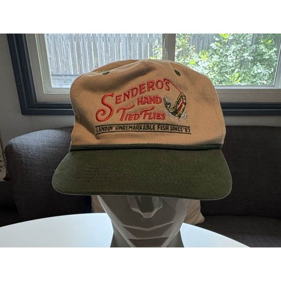 Sendero Provisions Co. Hat Snapback Cap Fly Fishing Hand Tied Flies Tan Green - Picture 1 of 5